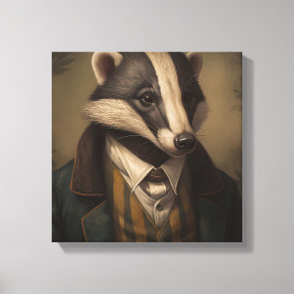Badger In a Suit | Animal Art | Animal in a Suit Canvas Print