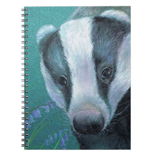 Badger in bluebell woods fine art notebook