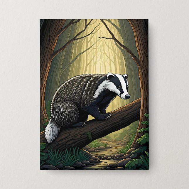 Badger in Enchanted Forest Button (Front)