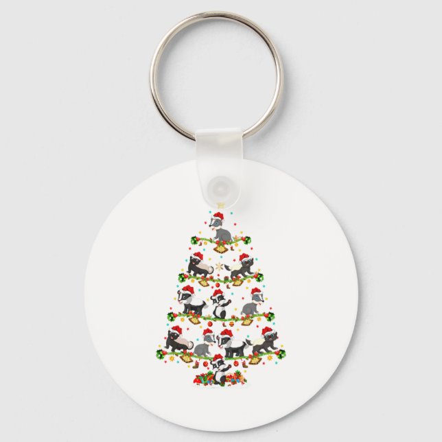 Badger Lights Xmas Santa Badger Christmas Tree  Keychain (Front)
