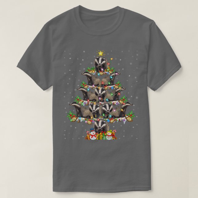 Badger Lover Xmas Lighting Santa Badger Christmas  T-Shirt (Design Front)