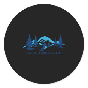 Badger mountain washington ski resort skiing skier classic round sticker