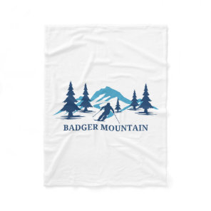 Badger Mountain Washington Ski Resort Skiing Skier Fleece Blanket