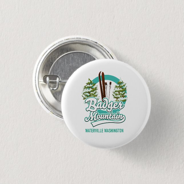 Badger Mountain Waterville Washington Ski logo Button (Front & Back)