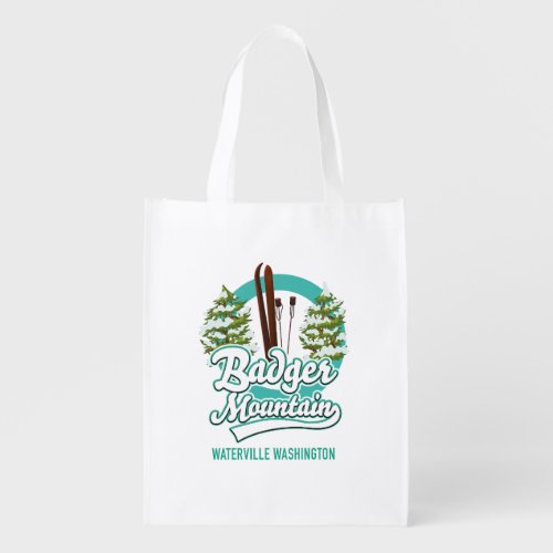 Badger Mountain Waterville Washington Ski logo Grocery Bag