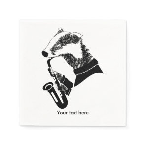 Badger playing a saxophone napkins