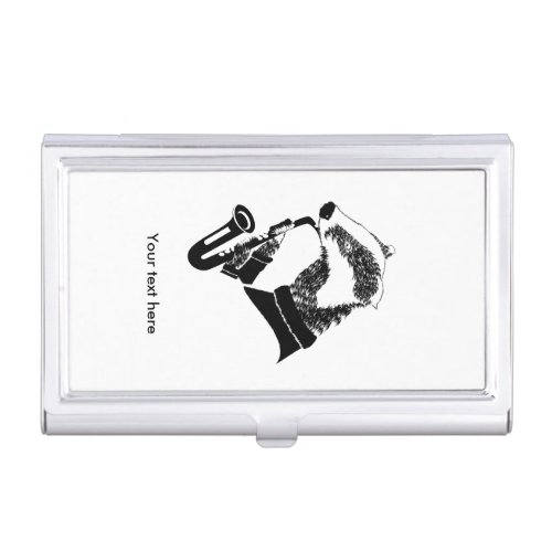 Badger Playing A Saxophone Personalized Business Card Holder