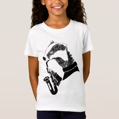 Badger playing a saxophone T_Shirt
