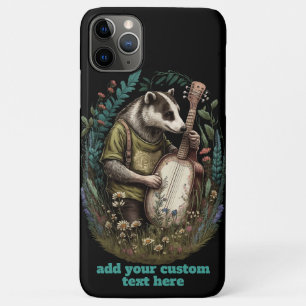 Badger Playing Banjo Wildflower Cottagecore Custom iPhone 11 Pro Max Case
