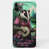 Badger Playing Banjo Wildflower Cottagecore Custom