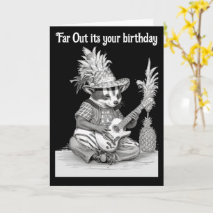 Badger playing guitar with pineapple birthday card