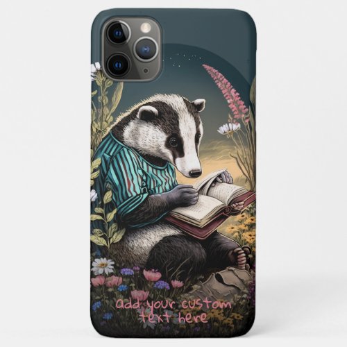 Badger Read Book Wildflower Cottagecore Custom iPhone 11 Pro Max Case