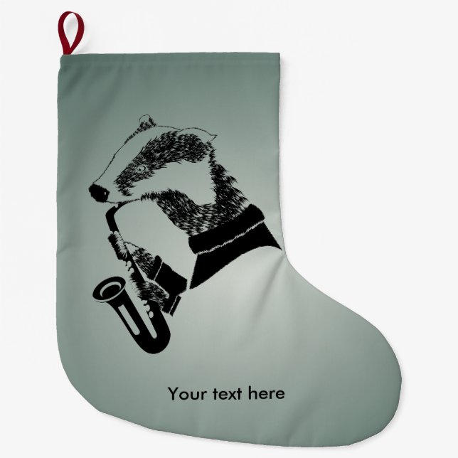 Badger Saxophone Customizable Text Large Christmas Stocking (Front)