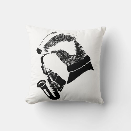 Badger Saxophone  Throw Pillow