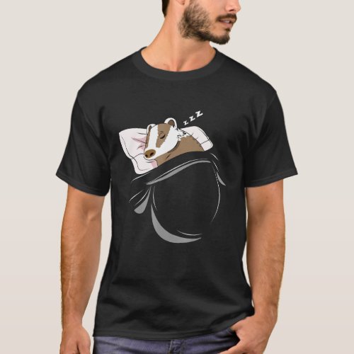 Badger Sleeping Animal Pajamas Nap Pjs Outfit Badg T_Shirt