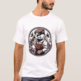 Badger Tattoo Artist Mascot T-Shirt