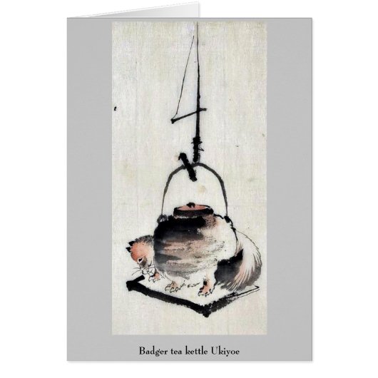 Badger tea kettle Ukiyoe Cards (Front)