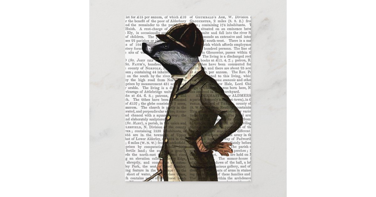 Badger The Rider Portrait Postcard | Zazzle