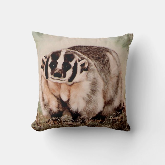Badger Throw Pillow (Front)