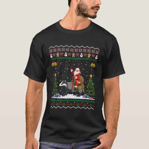 Badger Ugly Santa Riding Badger T_Shirt