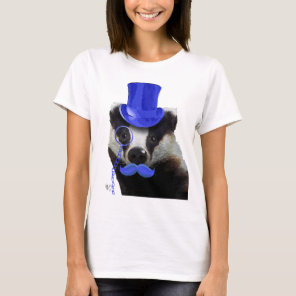 Badger with Blue Top Hat and Moustache