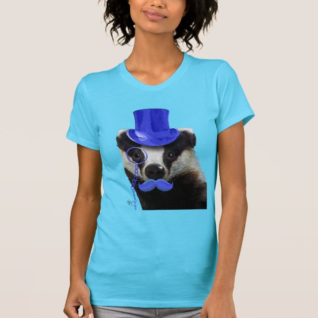 Badger with Blue Top Hat and Moustache (Front)