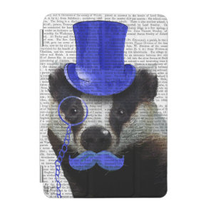 Badger with Blue Top Hat and Moustache iPad Mini Cover