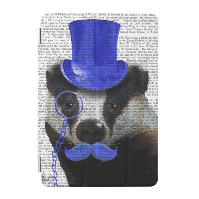 Badger with Blue Top Hat and Moustache iPad Mini Cover (Front)