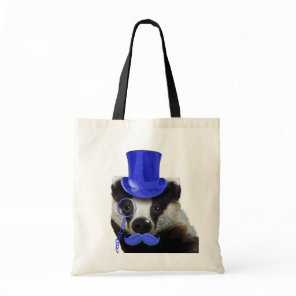 Badger with Blue Top Hat and Moustache Tote Bag