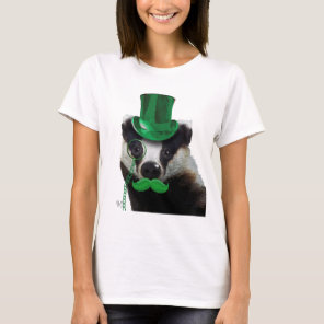 Badger with Green Top Hat and Moustache