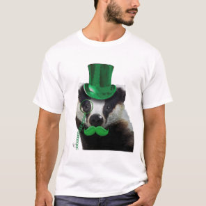 Badger with Green Top Hat and Moustache