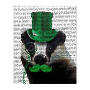 Badger with Green Top Hat and Moustache Acrylic Print