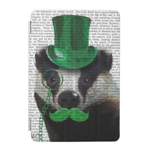 Badger with Green Top Hat and Moustache iPad Mini Cover