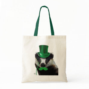 Badger with Green Top Hat and Moustache Tote Bag