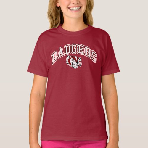 Badgers Big Arch Girls Basic Maroon T_Shirt