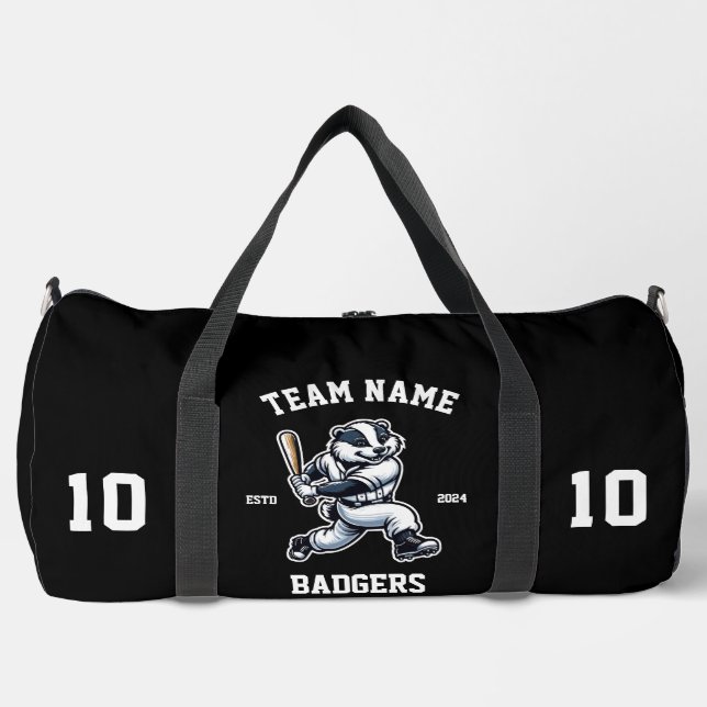 Badgers "Customizable" Baseball Duffle Bag (Front)