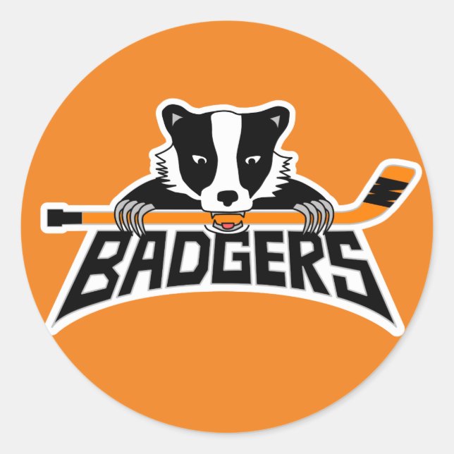 Badgers Hockey Logo Classic Round Sticker (Front)