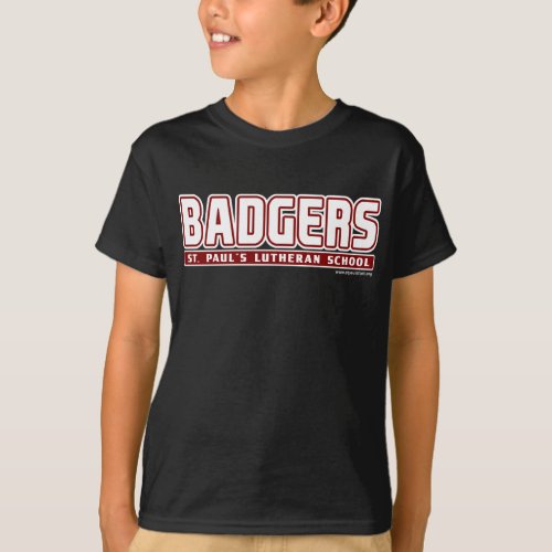 Badgers Lettering Boys Basic Black T_Shirt