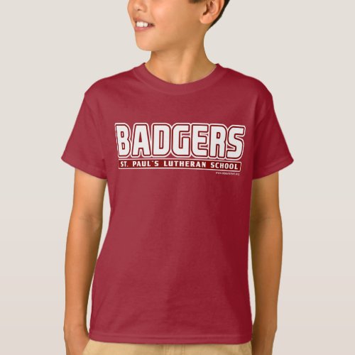 Badgers Lettering Boys Maroon Basic T_Shirt