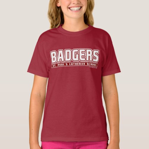 Badgers Lettering Girls Maroon Basic T_Shirt