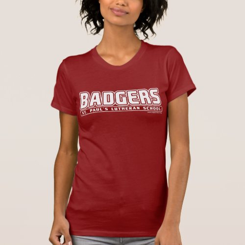 Badgers Lettering Womens Cranberry T_Shirt