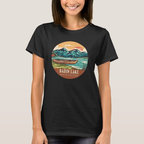Badin Lake North Carolina Boating Fishing Emblem T_Shirt