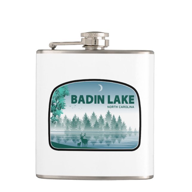 Badin Lake North Carolina Deer Flask (Front)