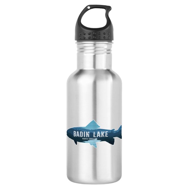 Badin Lake North Carolina Fish Stainless Steel Water Bottle (Front)