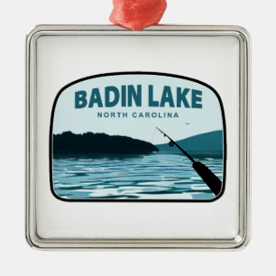 Badin Lake North Carolina Fishing Rod Metal Ornament