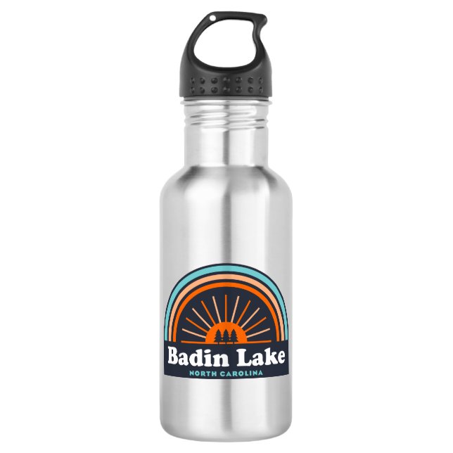 Badin Lake North Carolina Rainbow Stainless Steel Water Bottle (Front)