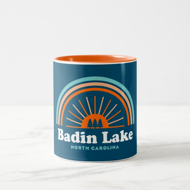 Badin Lake North Carolina Rainbow Two-Tone Coffee Mug (Center)