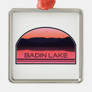 Badin Lake North Carolina Red Sunrise Metal Ornament