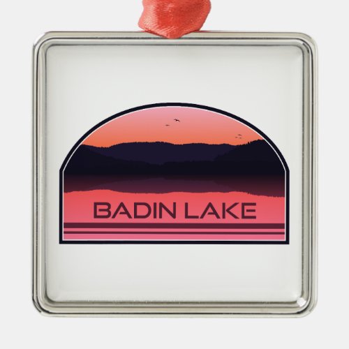 Badin Lake North Carolina Red Sunrise Metal Ornament