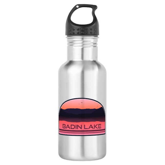 Badin Lake North Carolina Red Sunrise Stainless Steel Water Bottle (Front)